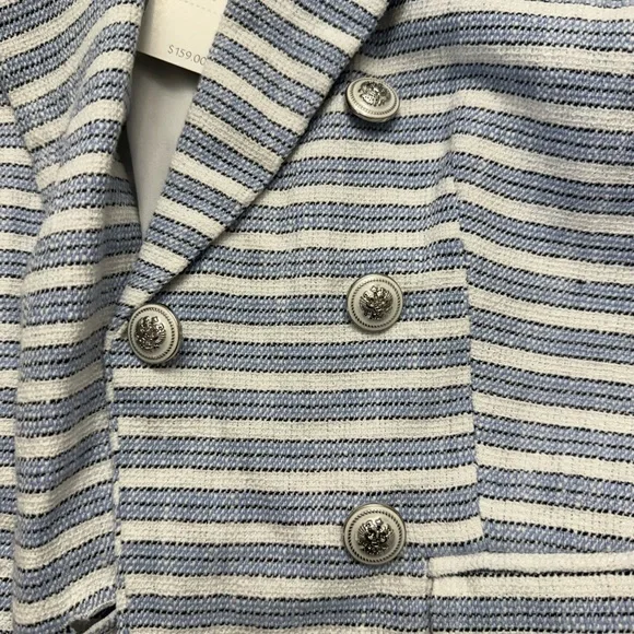 J. Jill Classic Blue and White Striped Double Breasted Blazer Size petite XS - Picture 9 of 14